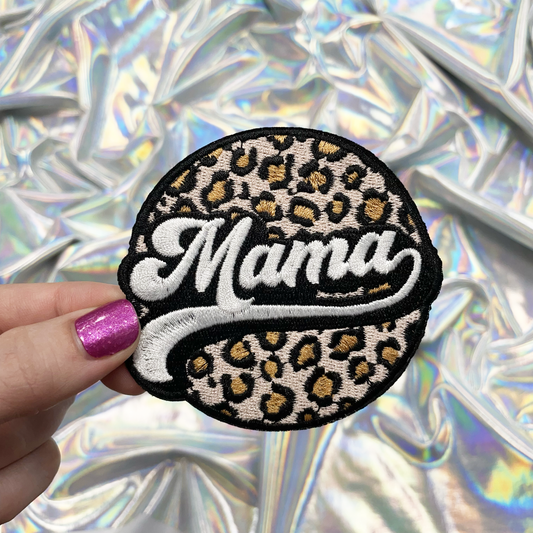 Leopard Mama Embroidered Patch, Iron-On for Hats