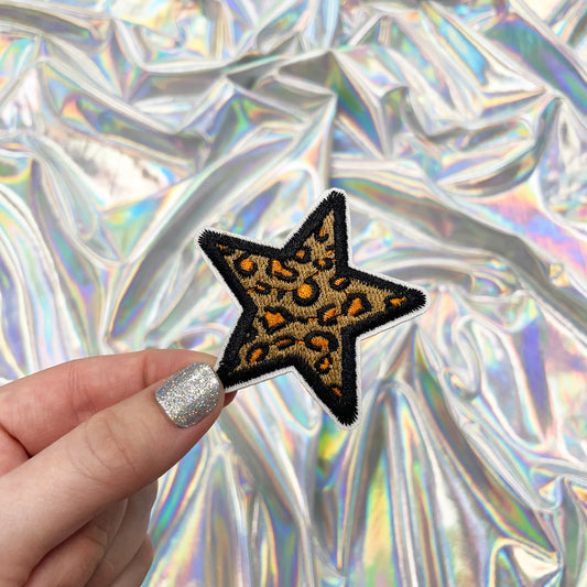 Leopard Star Embroidered Patch Iron-On