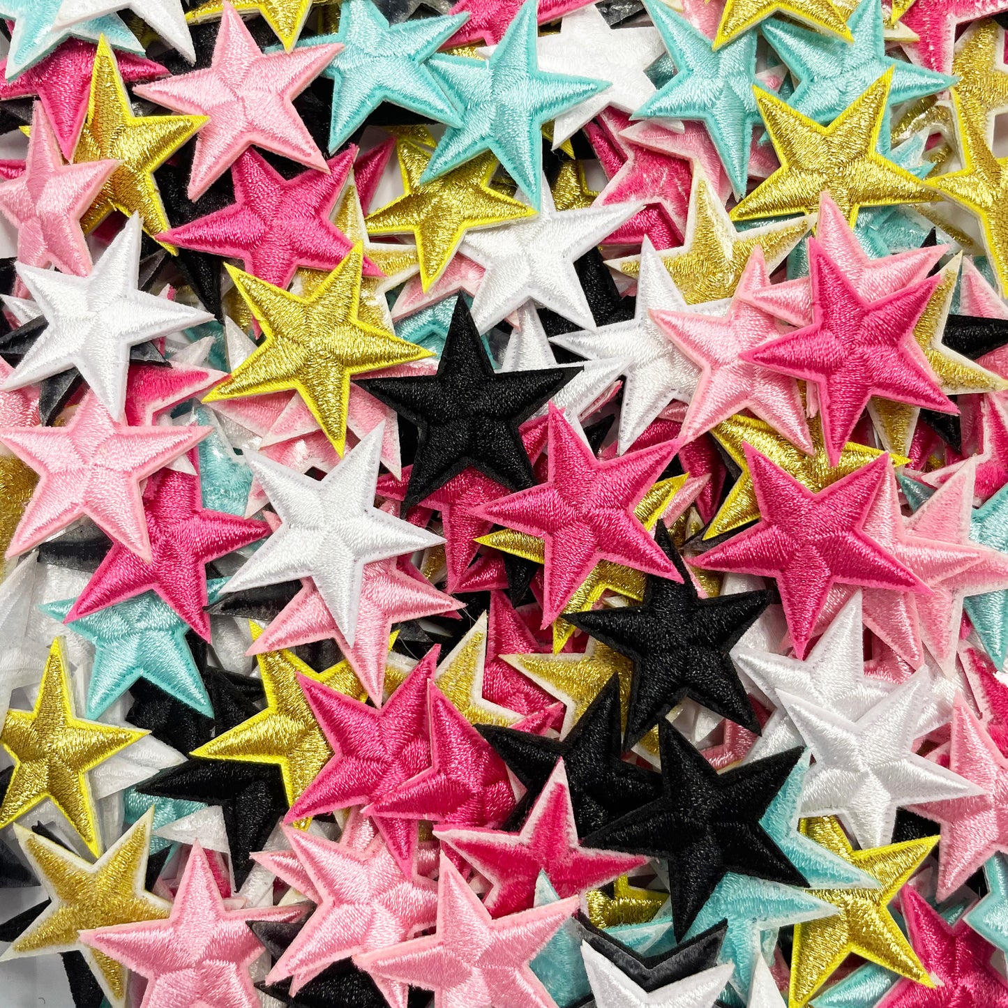 Mini Star Bundle - 50 Pieces Iron On Star Patches (Pink/Gold Mix)